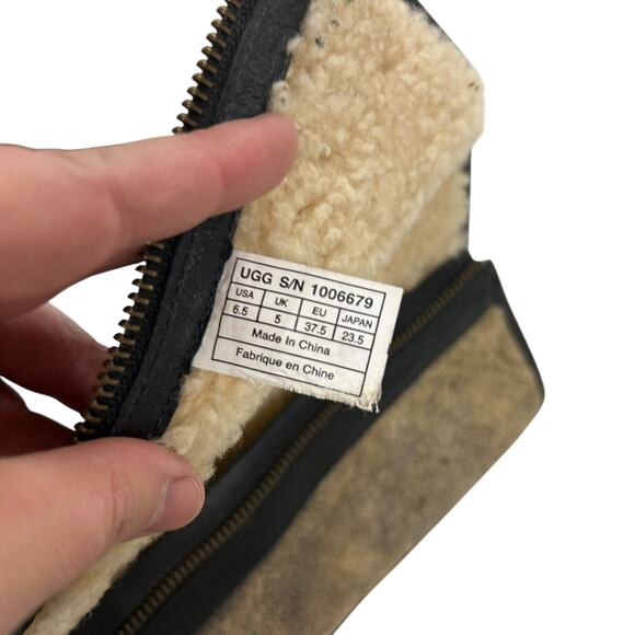 UGG Chancery Shearling‎ Equestrian Riding Boots Tall Buckle Brown Black 6.5 - Picture 7 of 9